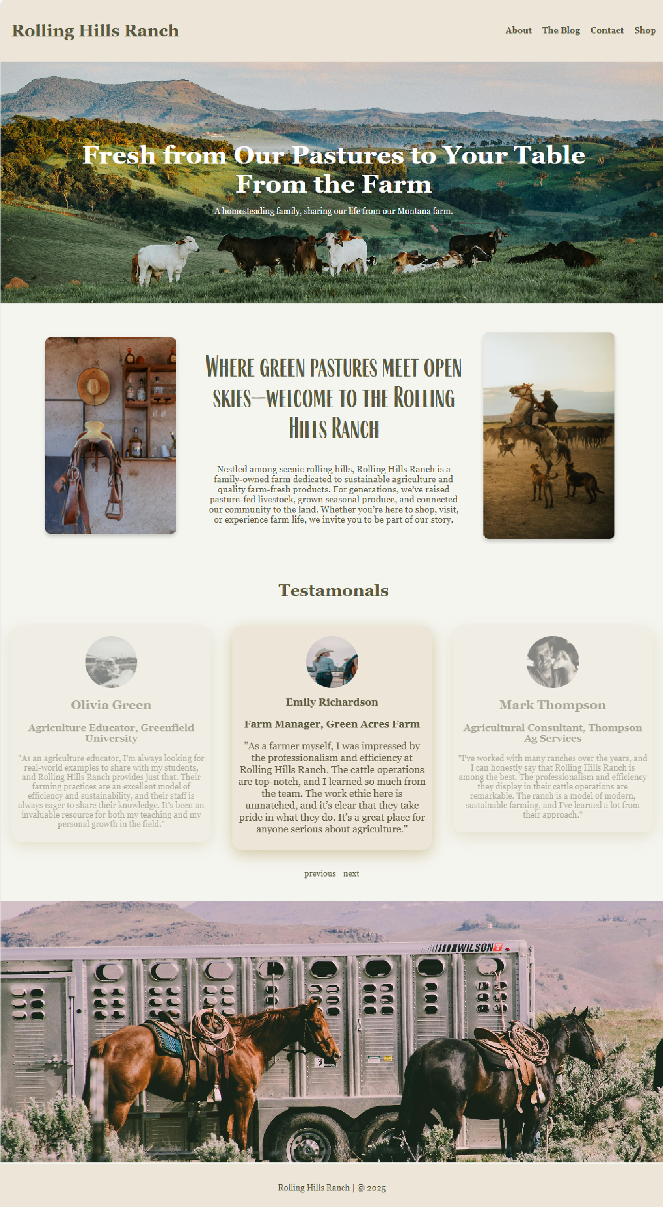 Rolling Hills Ranch homepage design
